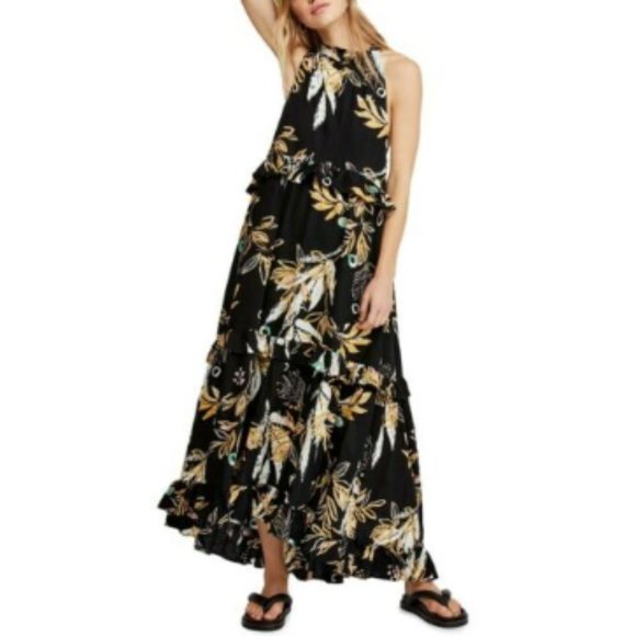 Free People Dresses & Skirts - Free Peole Black Anita High/Low Floral Layer Dress
